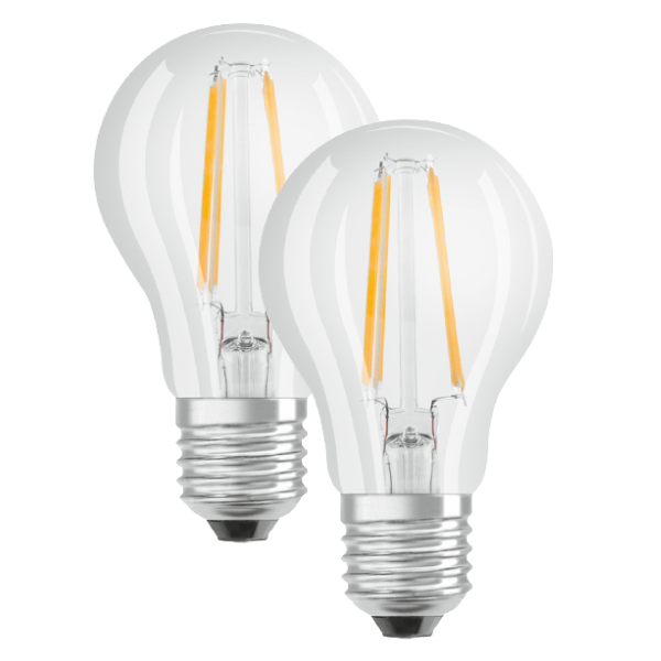 Osram LED E27 Filament Glass GLS ES Light Bulb Clear 60W (2 Pack) - Warm White - LV330191