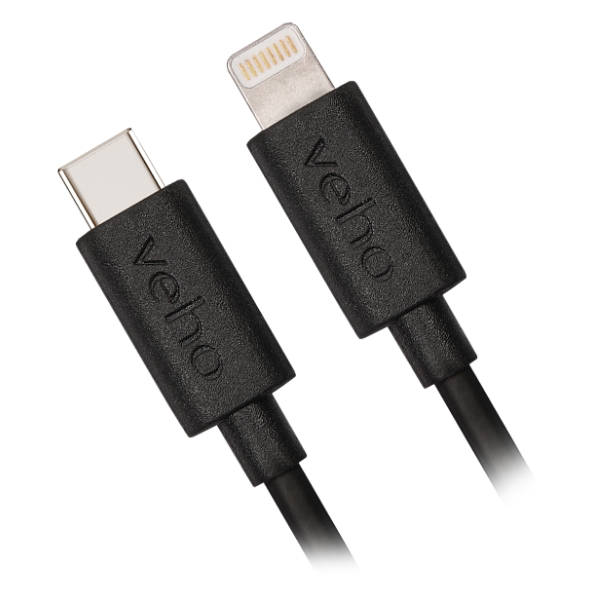 Veho Pebble USB-C to Lightning Charge & Sync Cable | 1M - Black - VCL-005-MFI-C-1M