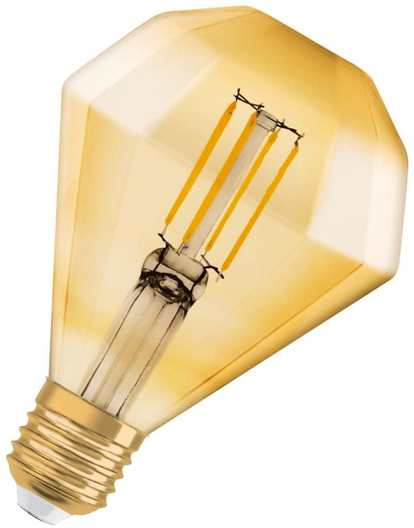 Osram 1906 LED E27 Vintage Filament ES Light Bulb Diamond Glass 40W - Gold - LV091955