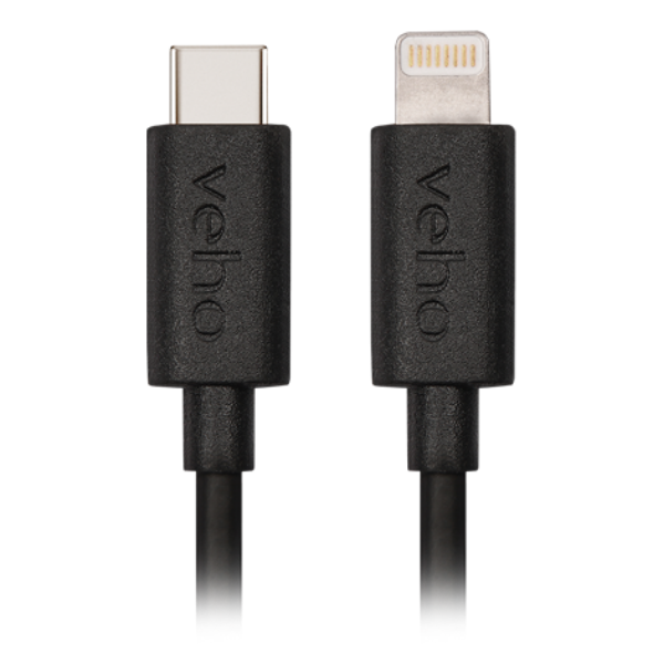 Veho Pebble USB-C to Lightning Charge & Sync Cable | 1M - Black - VCL-005-MFI-C-1M