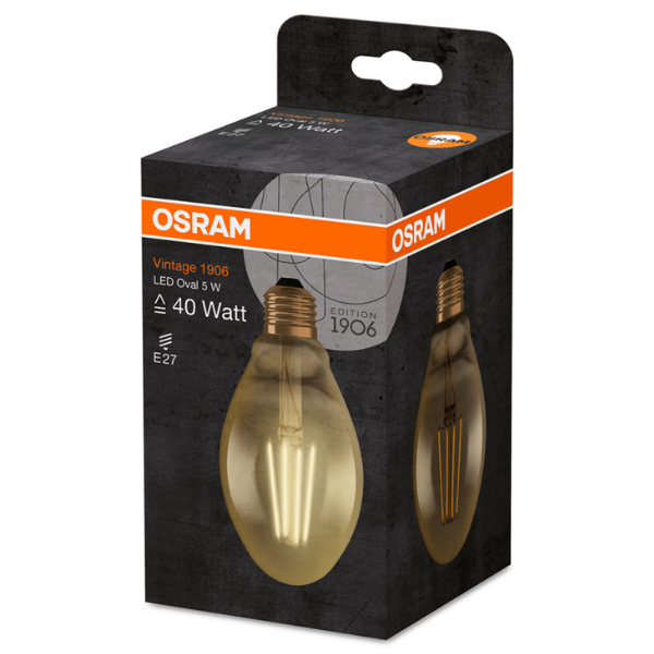 Osram 1906 LED E27 Vintage Filament Glass ES Bulb Oval 35W - Gold - LV091979