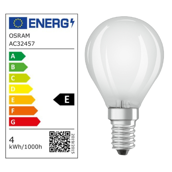 Osram LED E14 Frosted Filament SES Light Bulb Mini Globe (3 Pack) - LV819399