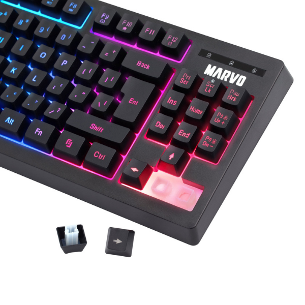 Marvo Scorpion K607 Gaming Keyboard | USB 2.0 | TKL Layout | 3 Colour Backlight - Black