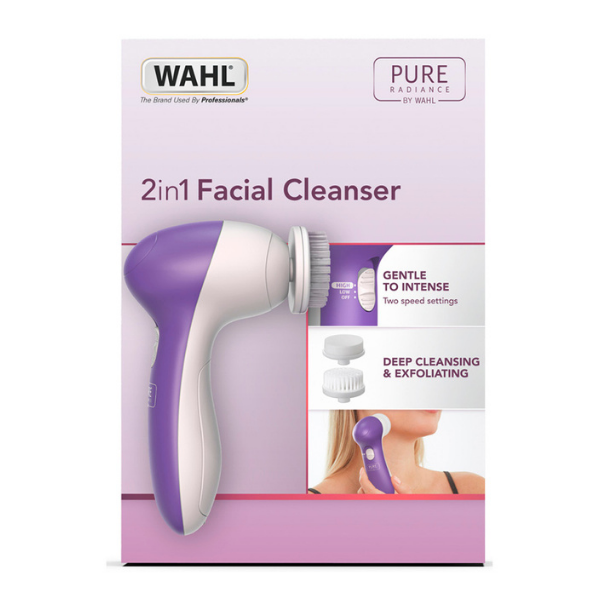 Wahl Pure Radiance 2 in 1 Facial Cleanser Brush | Interchangeable Head - Purple - ZY107