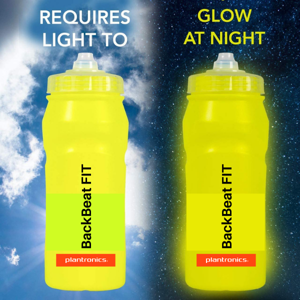 Plantronics BackBeat Fit GLOW in the Dark Drinks Bottle with One-Way Valve Spout | 500ml | High Visibility | for Walking, Jogging or Running – BBFIT/GLOW