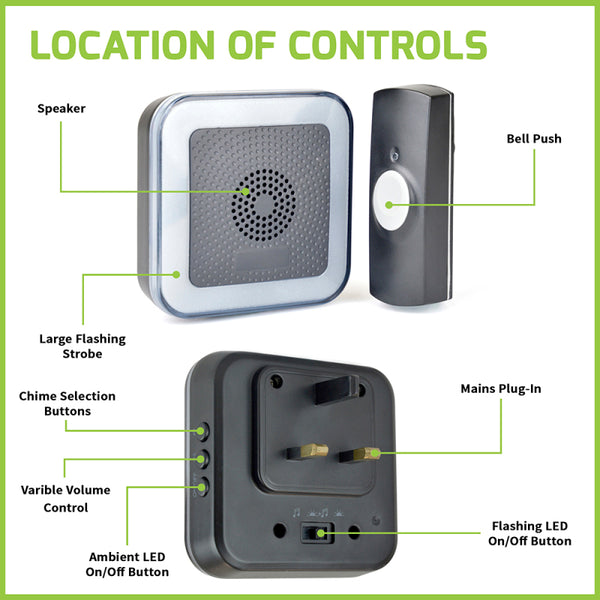 Lloytron 32 Melody MIP3 Hearing Impaired Door Chime Kit – Black – B7533BK