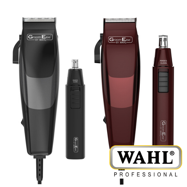 Wahl GroomEase Hair Clipper & Nose Trimmer Gift Set - Black or Burgundy - 79449