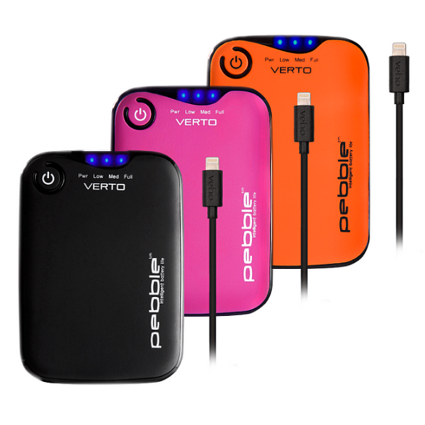 Veho Pebble Verto Pro Portable Powerbank with MFi Lightning Cable | 3,700mAh - Charcoal Grey, Orange or Pink - VPP-402