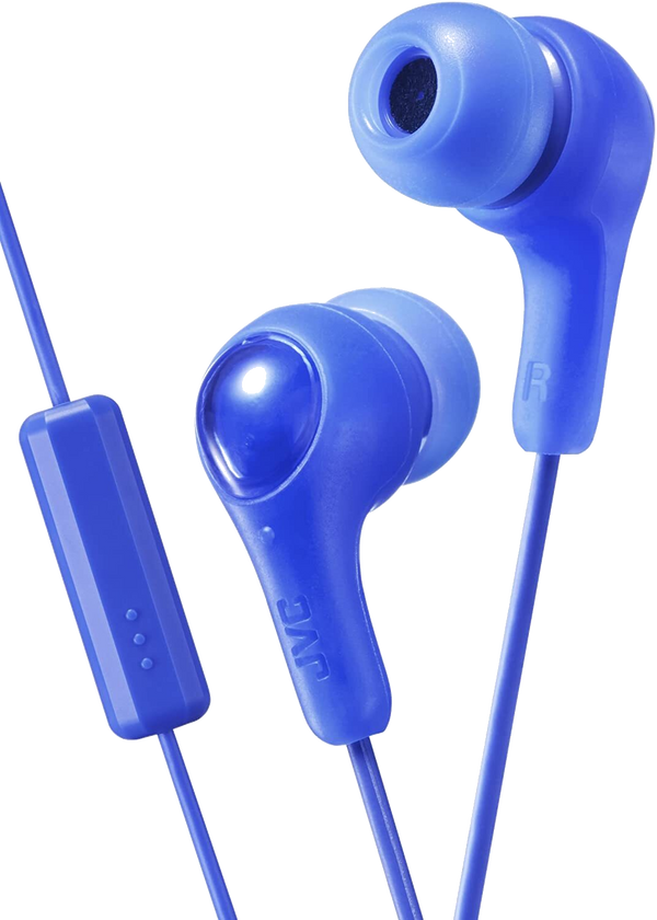 JVC Gumy Plus In Ear Headphones with Mic & Remote - Black, Blue, Pink or White - HAFX7M