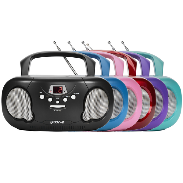 Groov-e Boombox Portable CD Player with Radio, Aux In & Headphone Jack - GVPS733