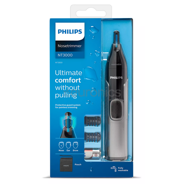 Philips Nose, Ear and Eyebrow Hair Trimmer with Protective Guard System | Battery Operated - NT3650/16