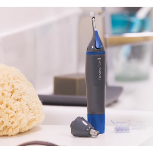 Remington NE3850 Mens Battery Operated Nose, Ear and Eyebrow Hair Trimmer Showerproof - Blue/Grey