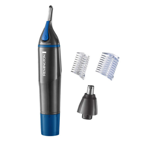 Remington NE3850 Mens Battery Operated Nose, Ear and Eyebrow Hair Trimmer Showerproof - Blue/Grey