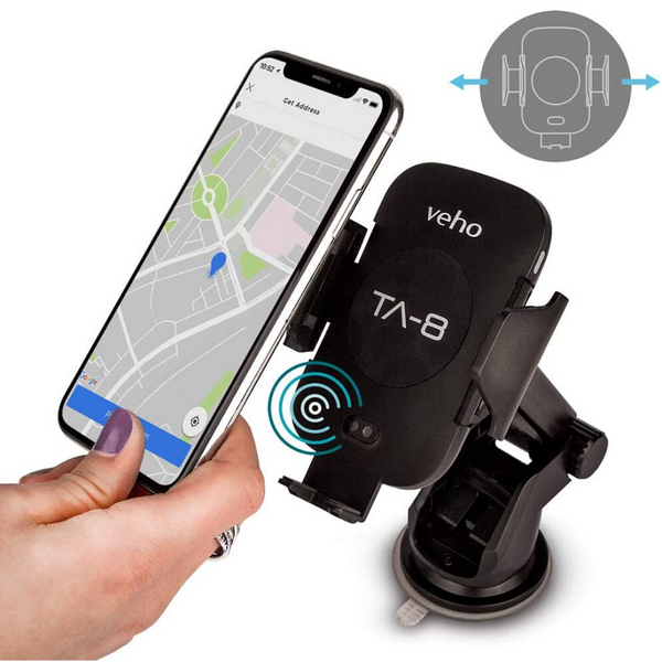 Veho Universal In-Car Smartphone Cradle with Qi Wireless Charging - Black - VAA-014-TA8