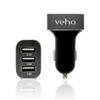 Veho Triple USB 5V 5.1A In-Car Charger for USB Cables | 3 Port - VAA-010